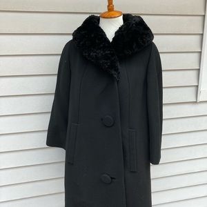 Vintage wool coat 1960’s Jan Kell faux fur collar